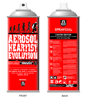 Images de face et de dos de la bombe de peinture en édition limitée "Aeorosol heartist evolution"