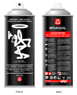 Images de face et de dos de la bombe de peinture en édition limitée "Spray High"